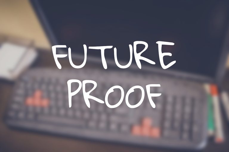 The words Future Proof written above a keyboard