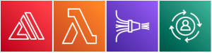 The AWS Amplify, Lambda, Kinesis Firehose and Personalize service icons